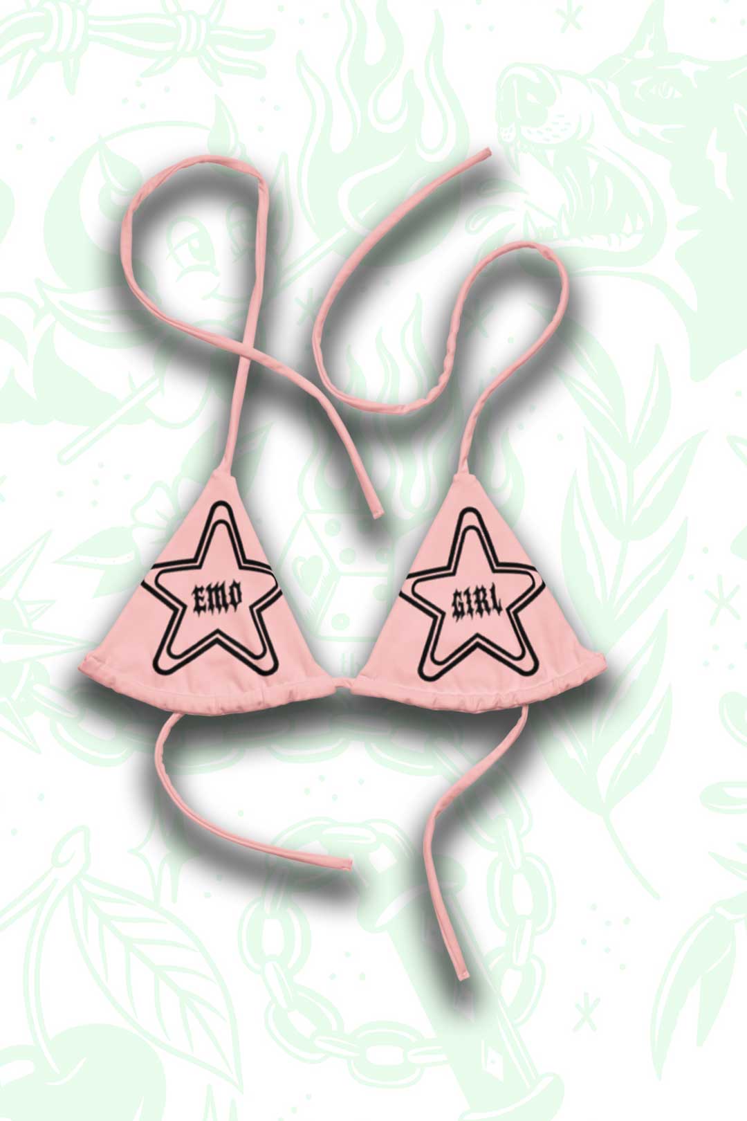 Emo Girl Bikini Top Pink